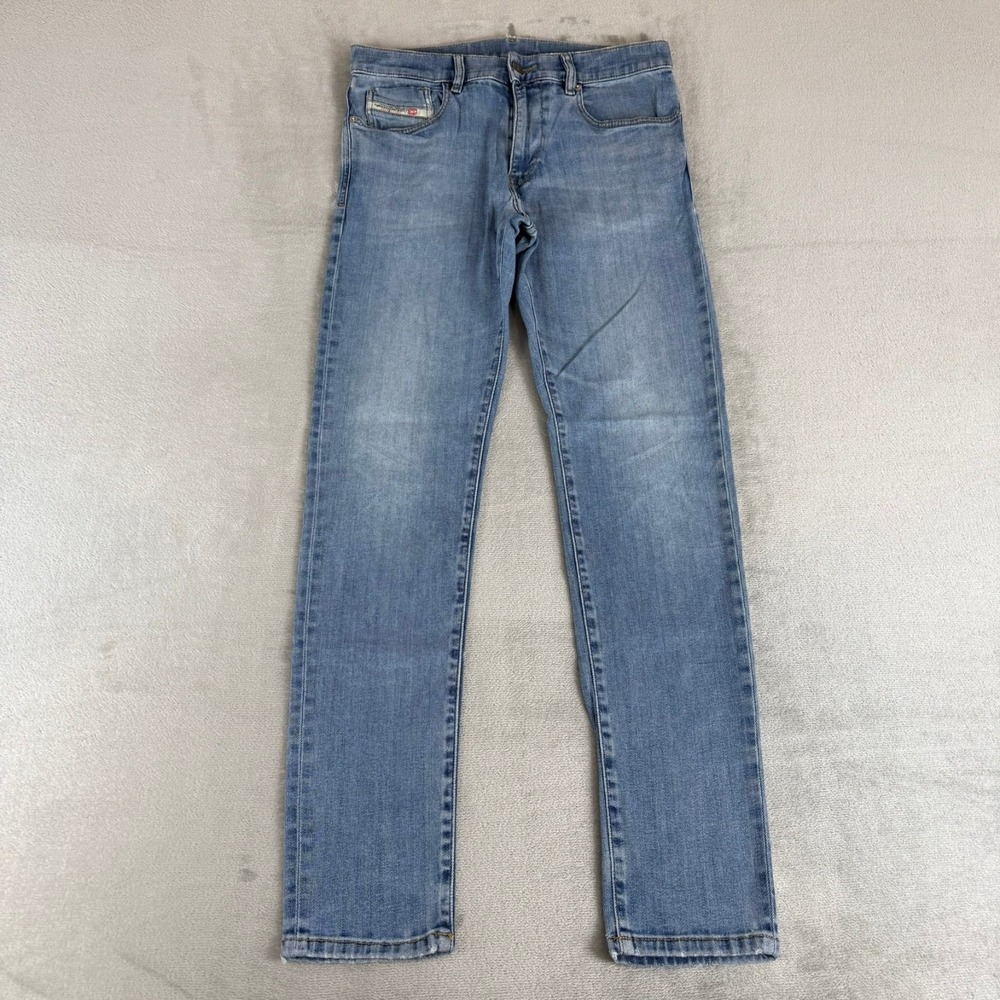 Diesel D-Strukt Slim Straight Jeans Mens 31x30 Blue Denim Distressed Stretch